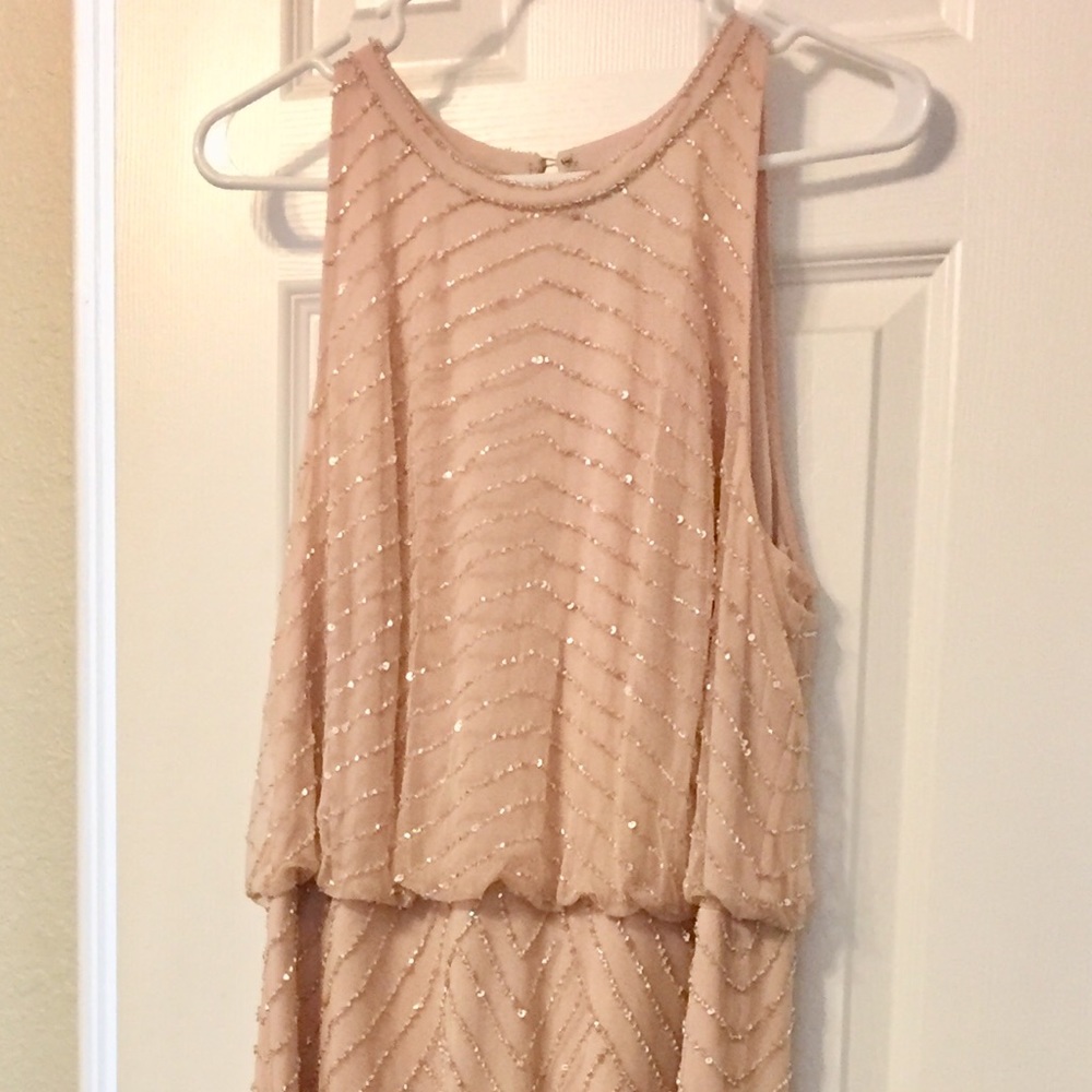 Adrianna Papell Blush Sequin Wedding Dress